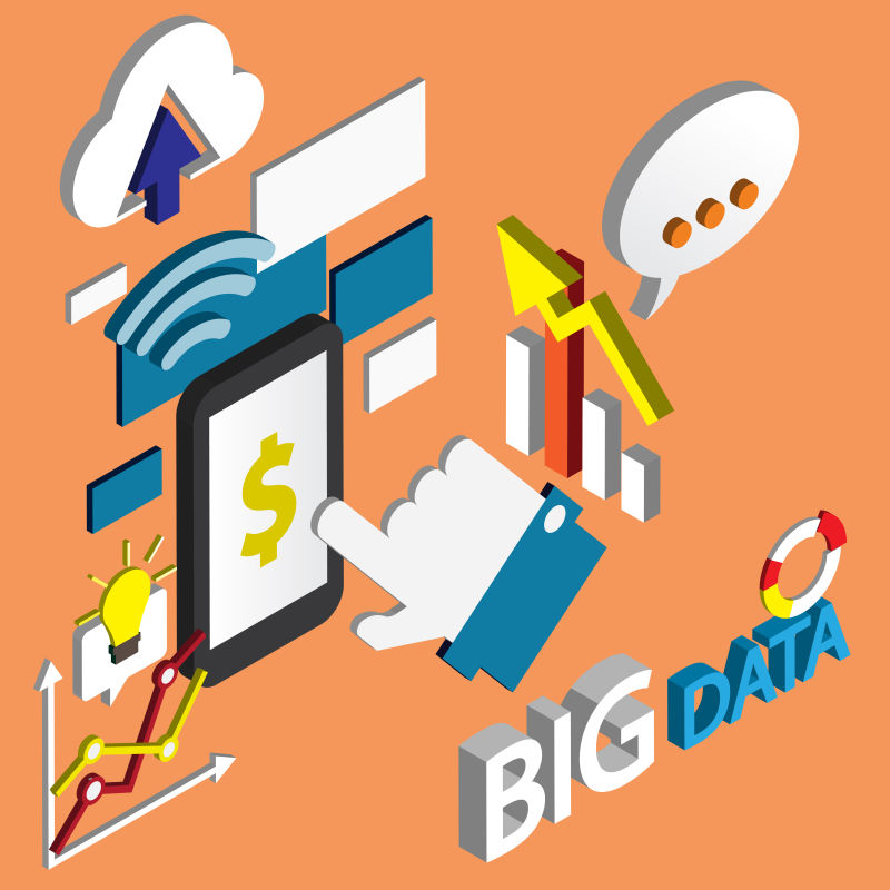 等距3D图形中信息商业等距平面设计矢量