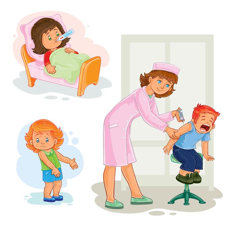 矢量设计生病的小孩