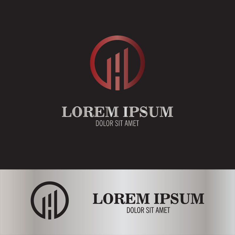 红色抽象圆商标矢量