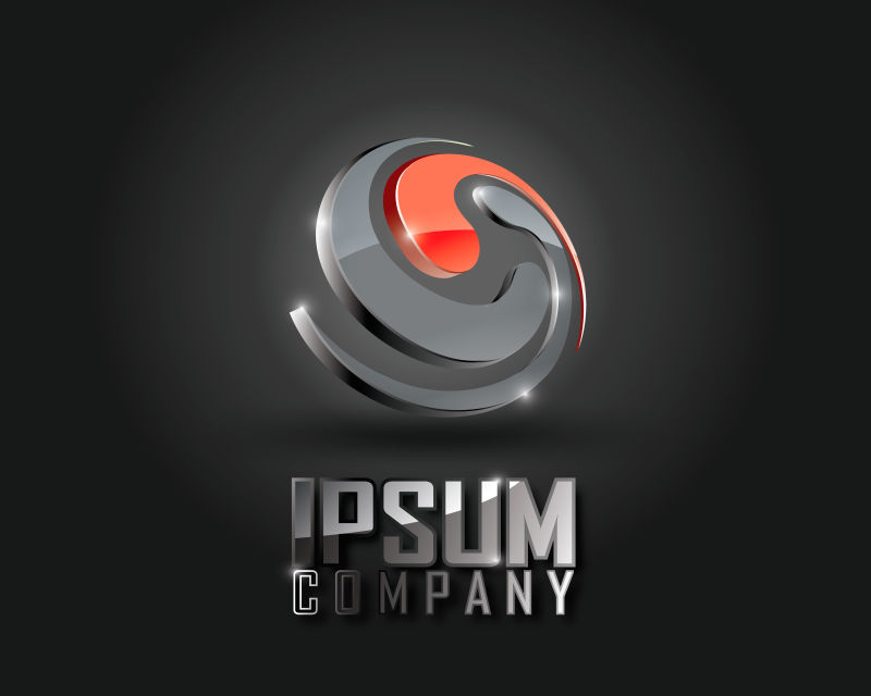 创意黑橙色旋转logo设计矢量