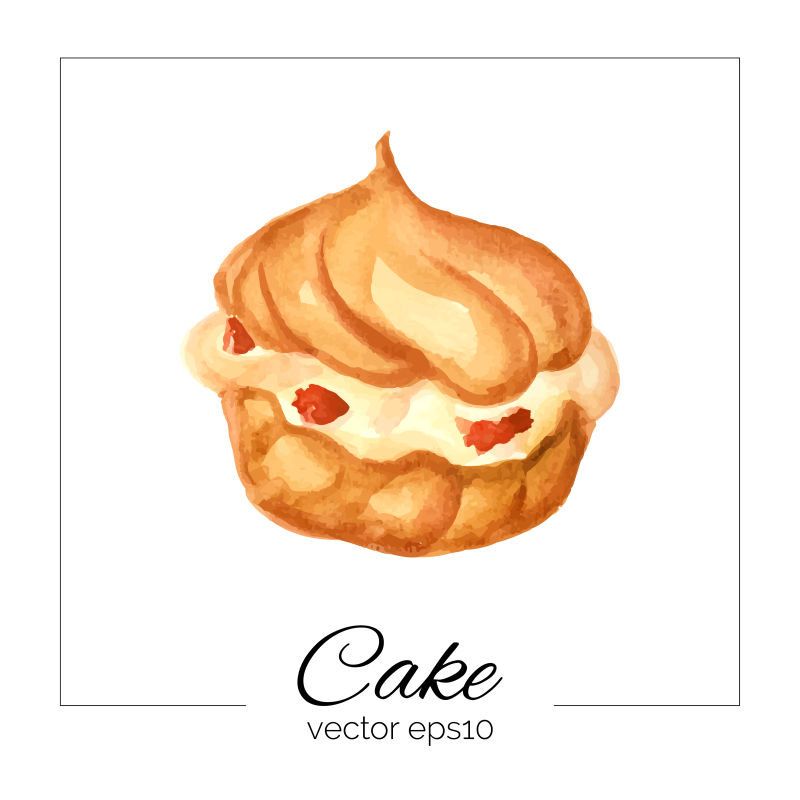 矢量彩色手绘奶油蛋糕