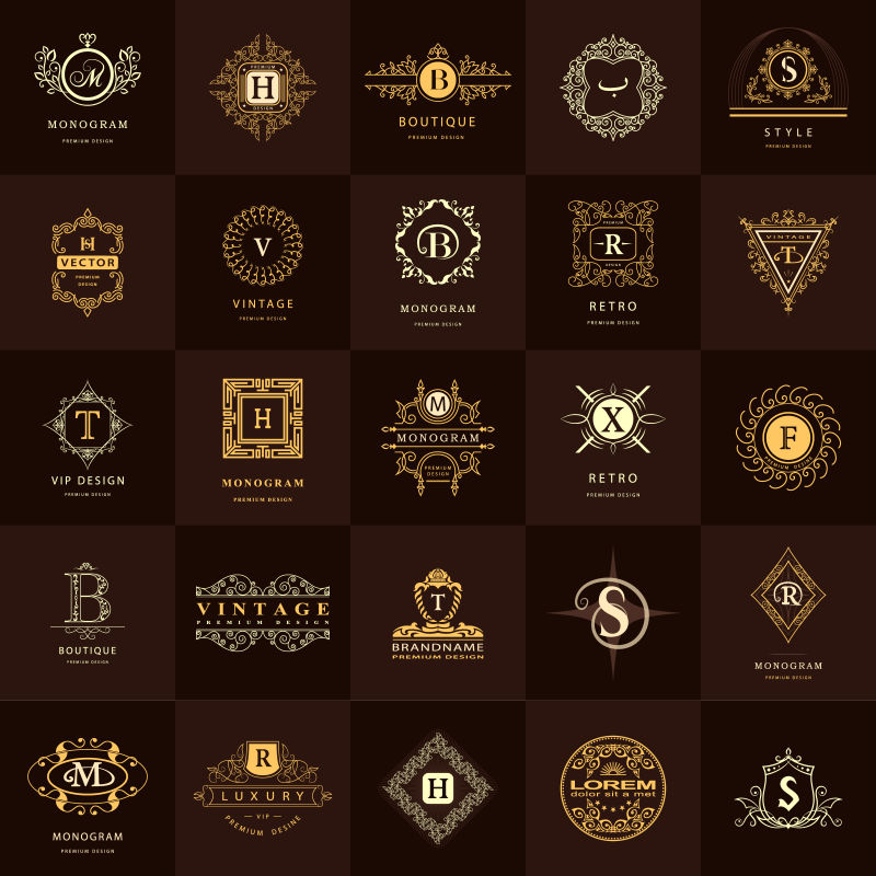 独特的矢量字母标志