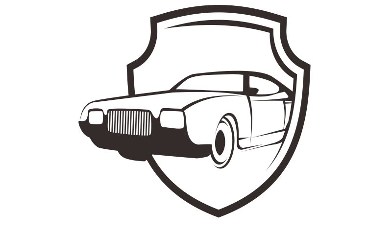 抽象汽车安全保险的矢量标志设计