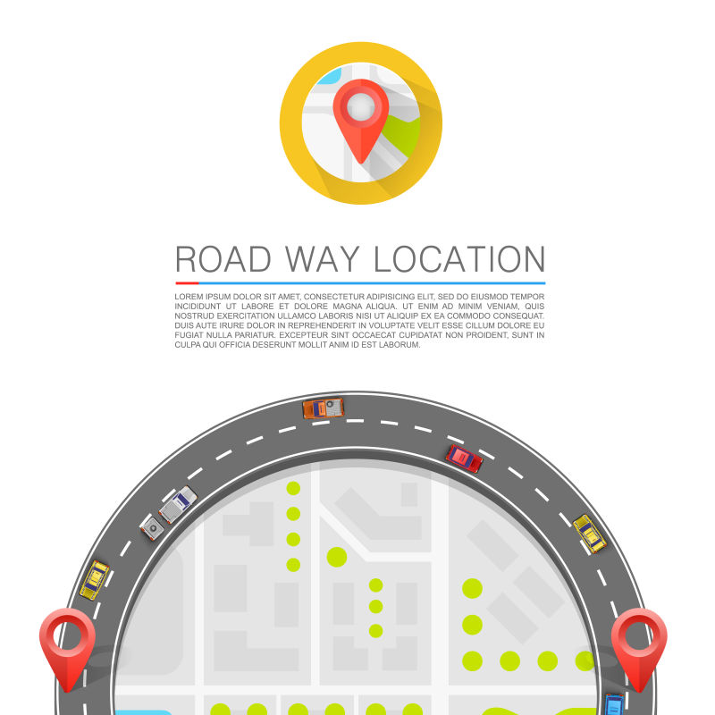 铺平了道路上的矢量汽车标记