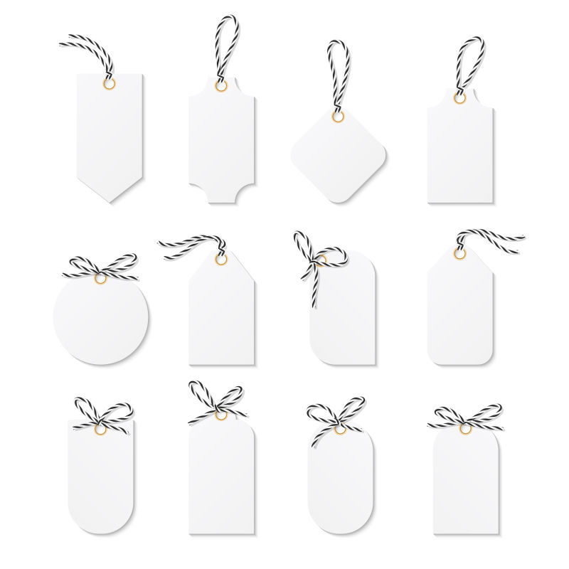 用黑色缎带收集的空白标签矢量图