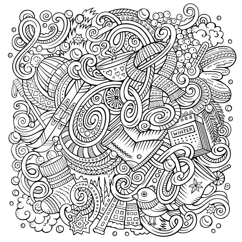 可爱涂鸦手绘矢量插图