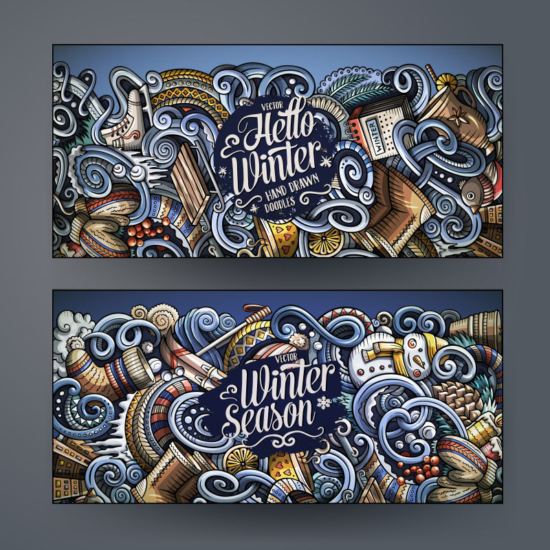 彩色图案涂鸦海报设计矢量