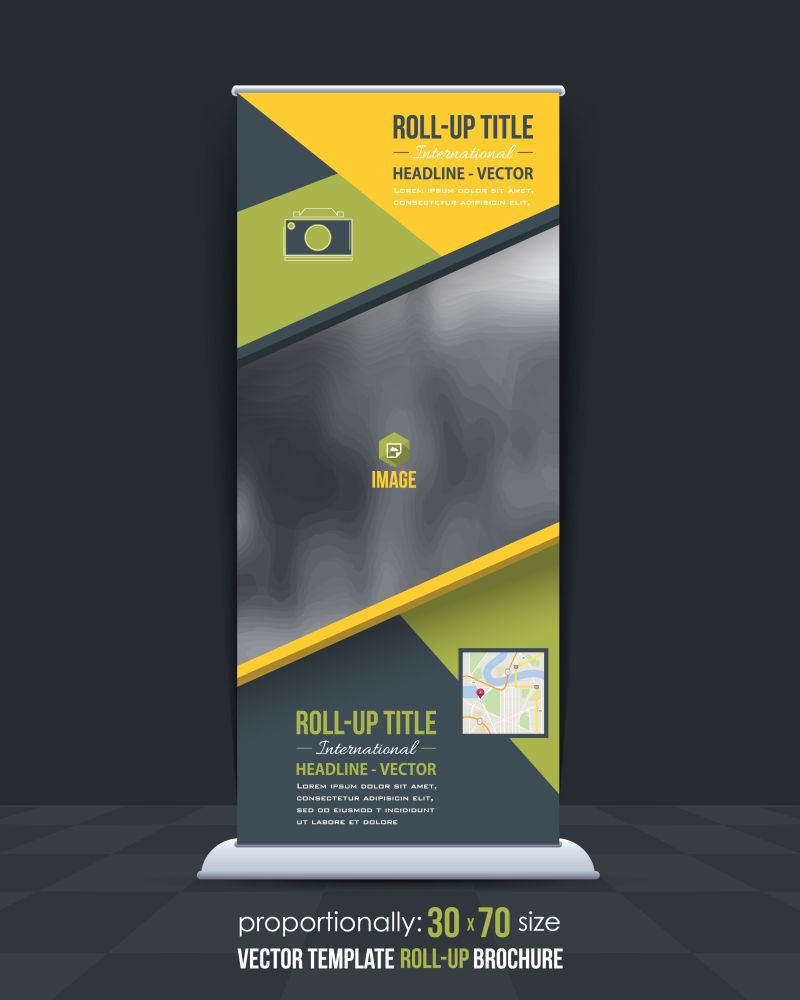 矢量现代卷帘宣传横幅设计图