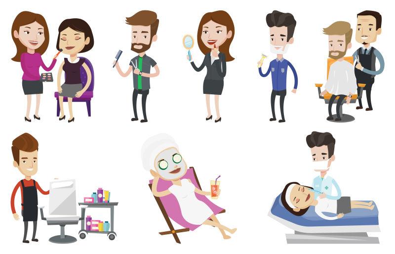 在美容过程中矢量集的人