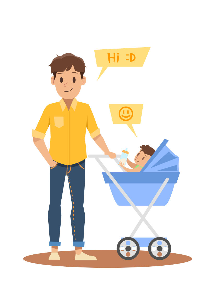 照看孩子的年轻父亲矢量插图