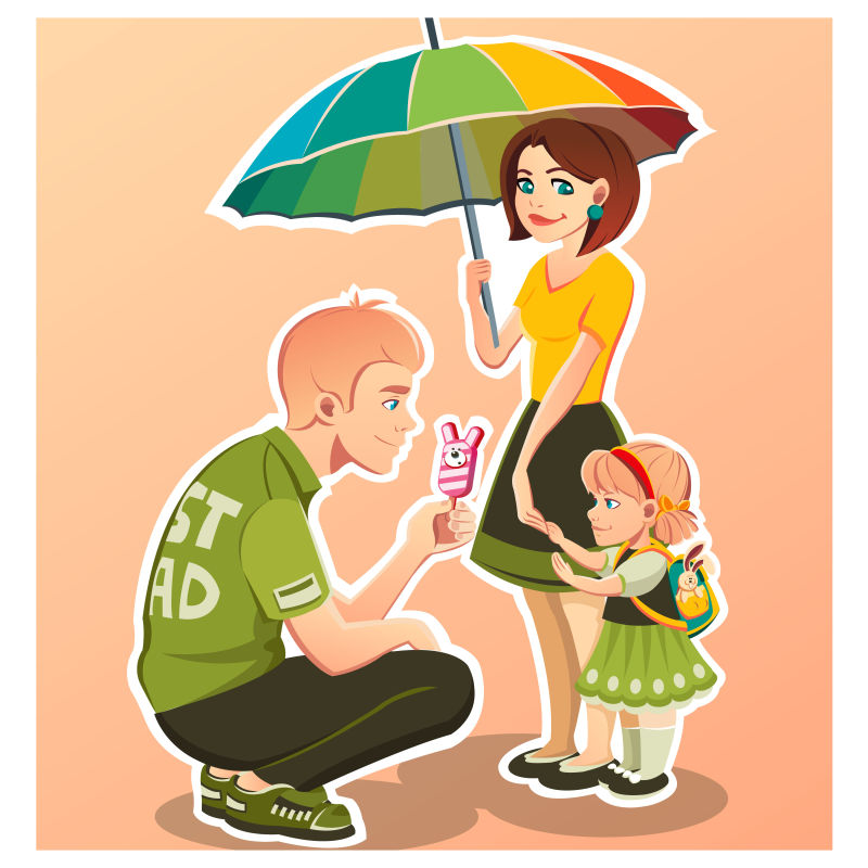 幸福的一家庭矢量插图