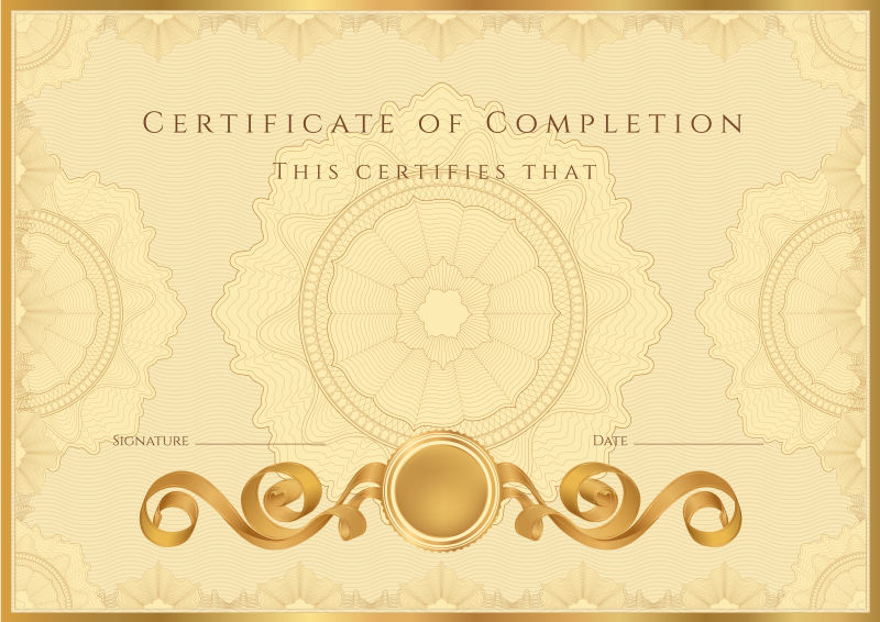 矢量烫金荣誉证书样板设计