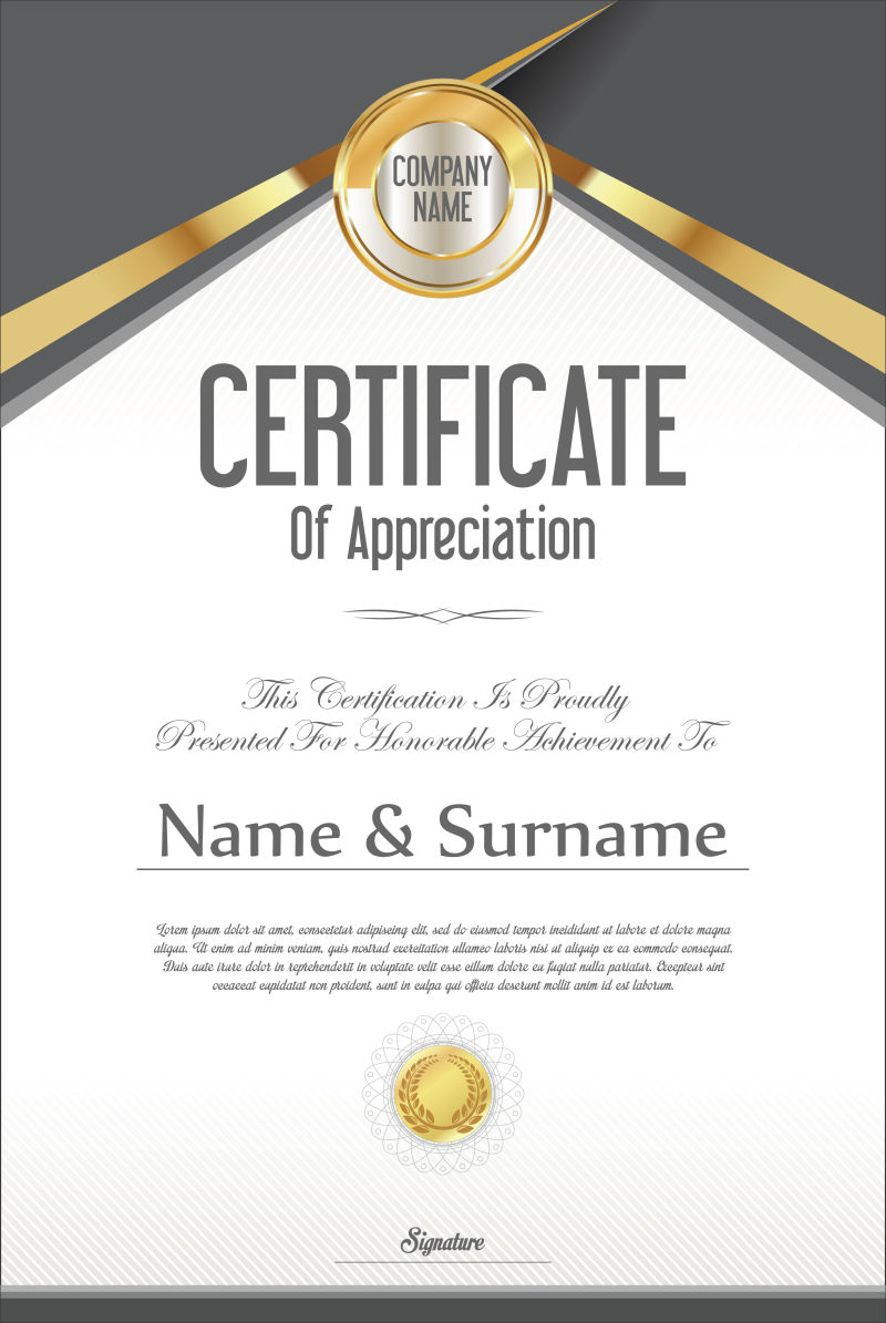 现代毕业证书样板矢量设计图