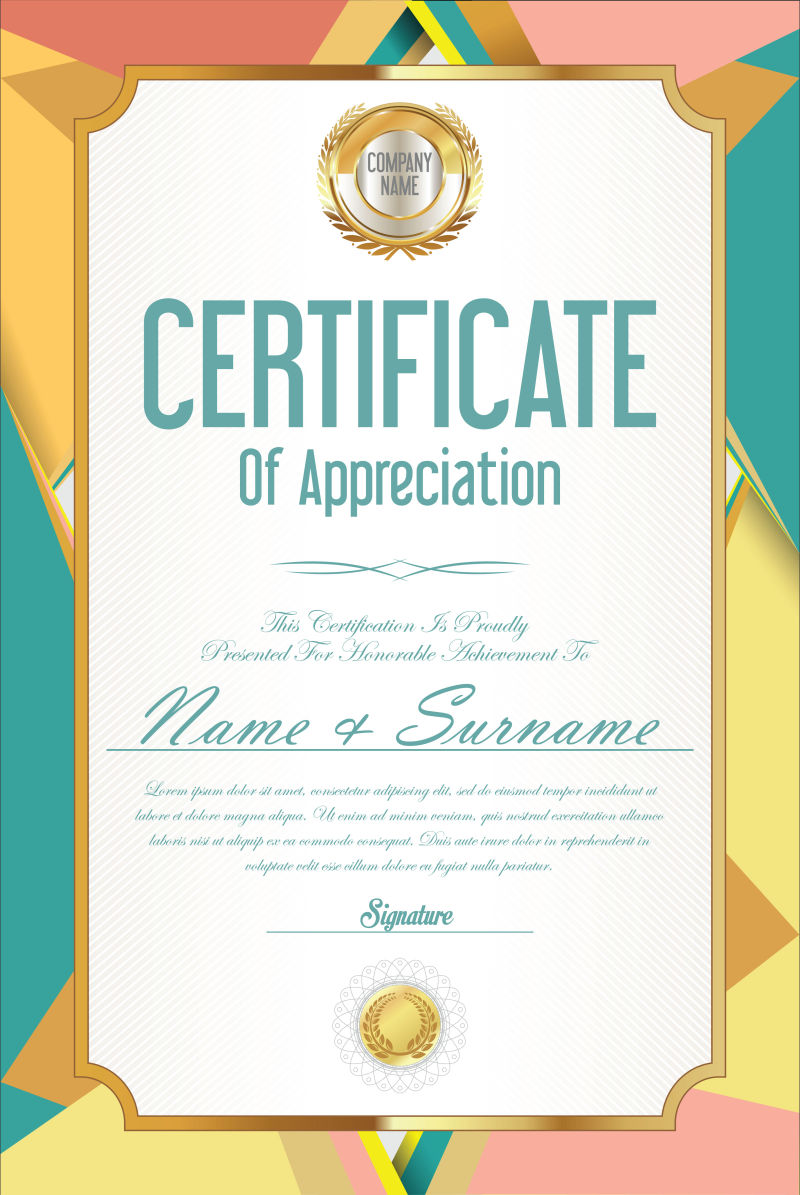 现代荣誉证书样板矢量设计图