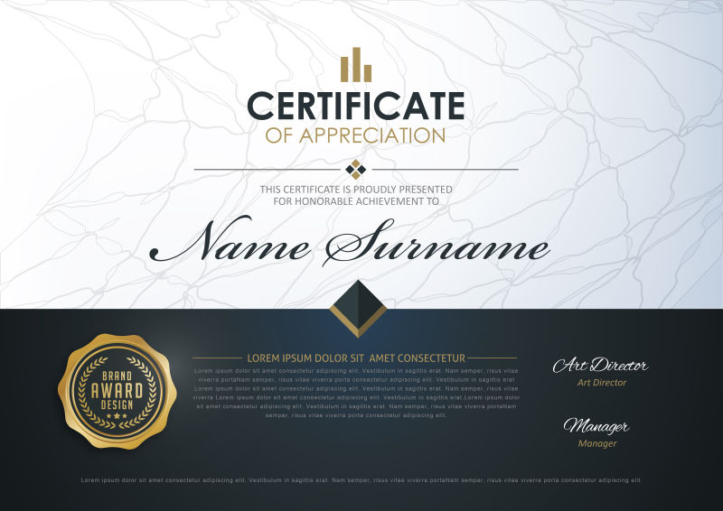 矢量商业证书印刷样板设计图