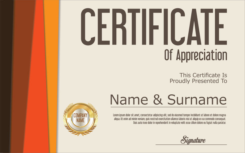 复古证书样板矢量设计