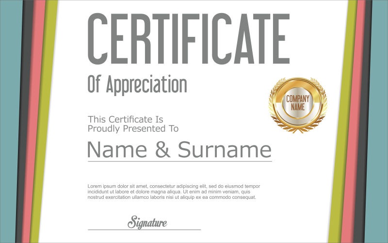 现代风格矢量证书设计图