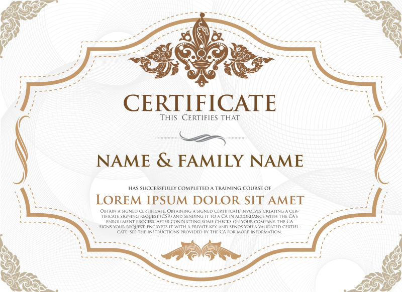 矢量创意证书印刷样板设计图