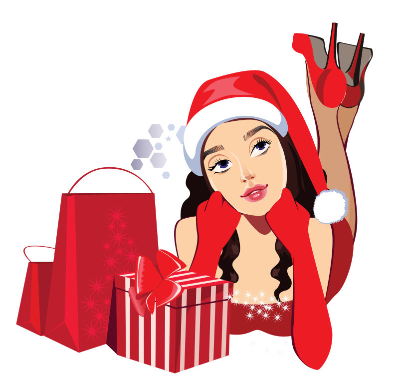 矢量的圣诞女孩插图