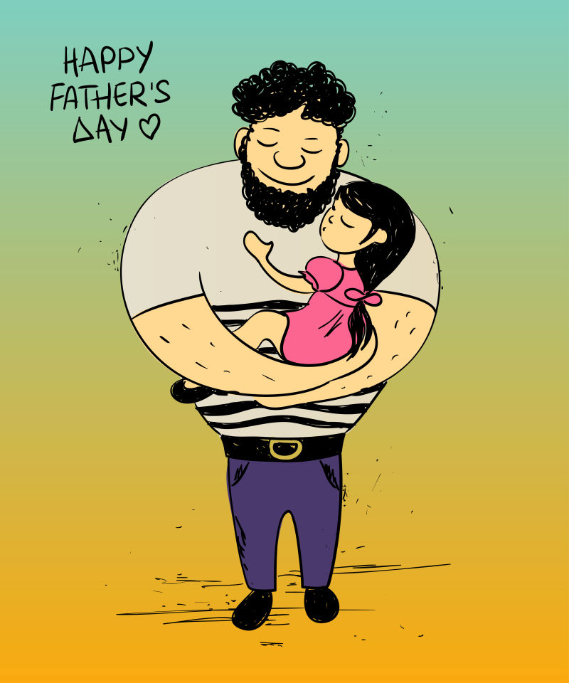 爸爸和女儿卡通萌画图片