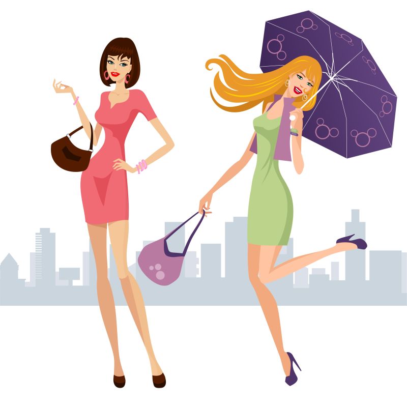 矢量的时尚潮流女孩插图