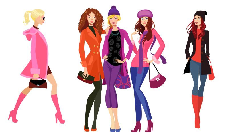 购物女孩插图矢量设计