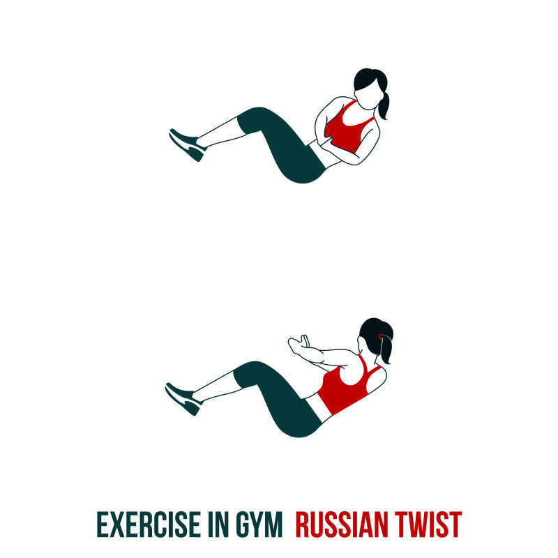 矢量抽象体侧卷腹运动插图