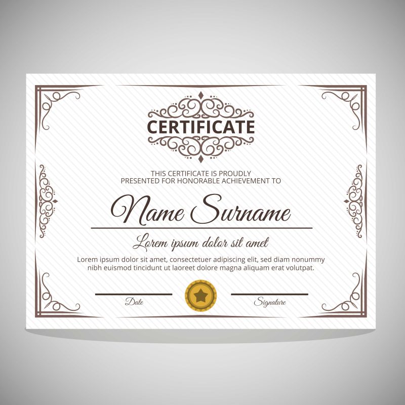 装饰年份证书矢量