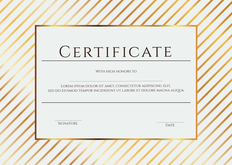 金色的证书矢量