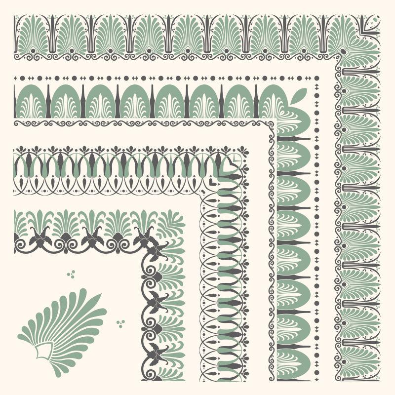 矢量蓝色复古色彩的边框装饰设计