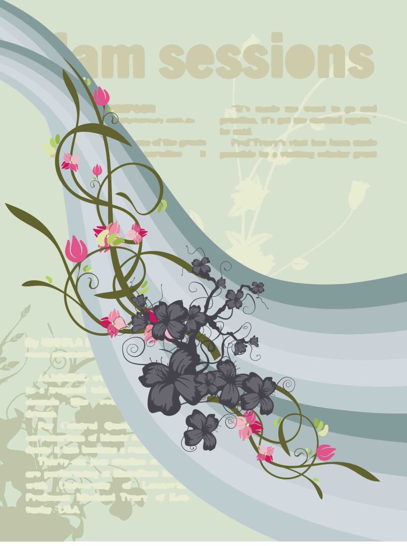 浅绿色花卉信纸矢量