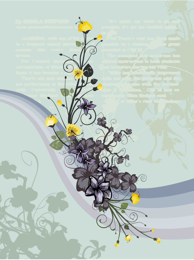 绿色背景花卉信纸矢量