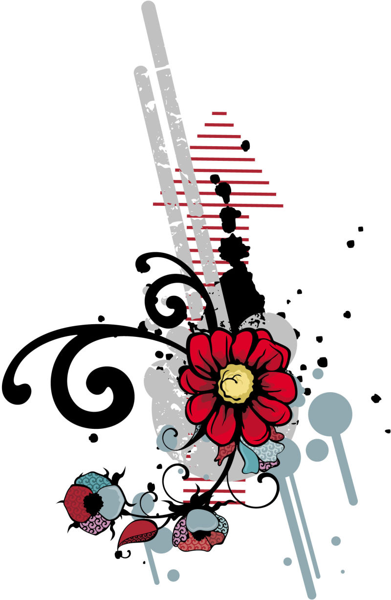 现代抽象花卉艺术背景矢量