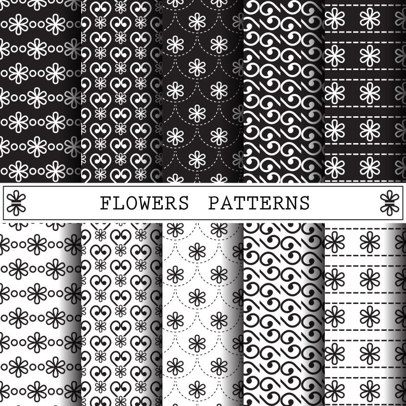 矢量的黑白花卉装饰背景设计