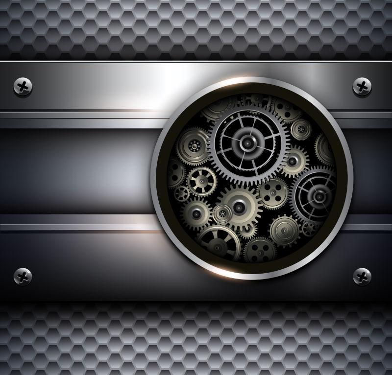 矢量背景金属与技术齿轮