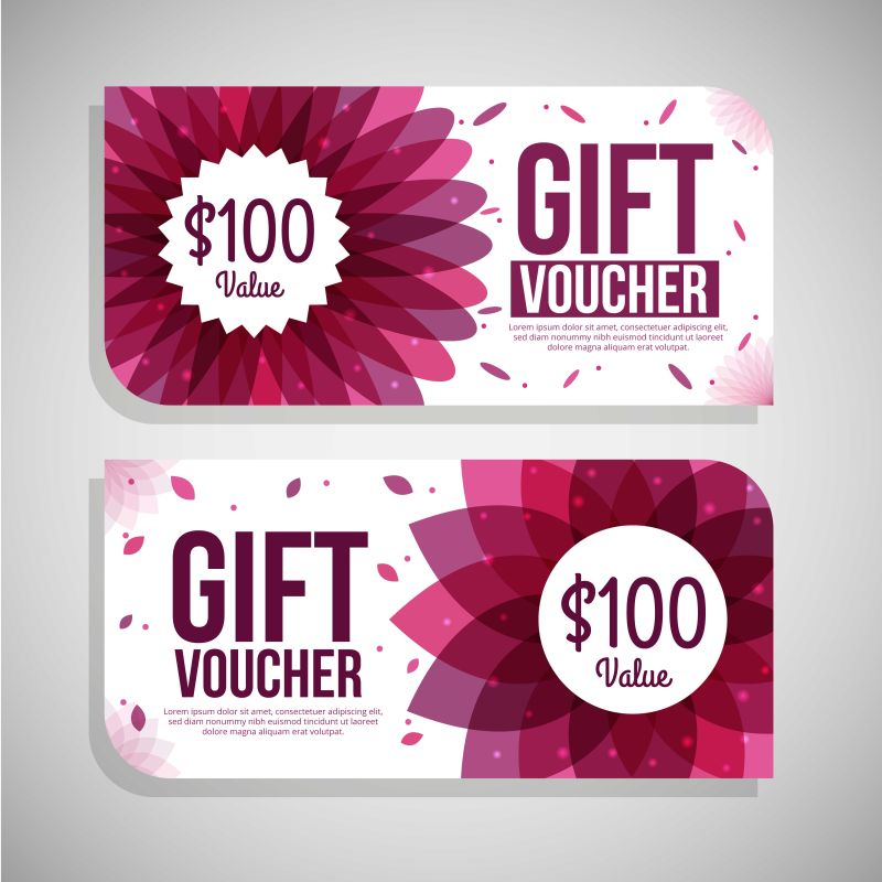 矢量现代花卉元素的礼品券设计