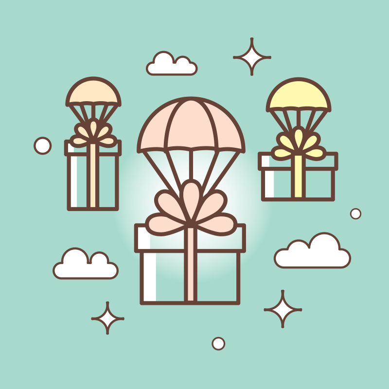 创意矢量卡通空中的礼品插图