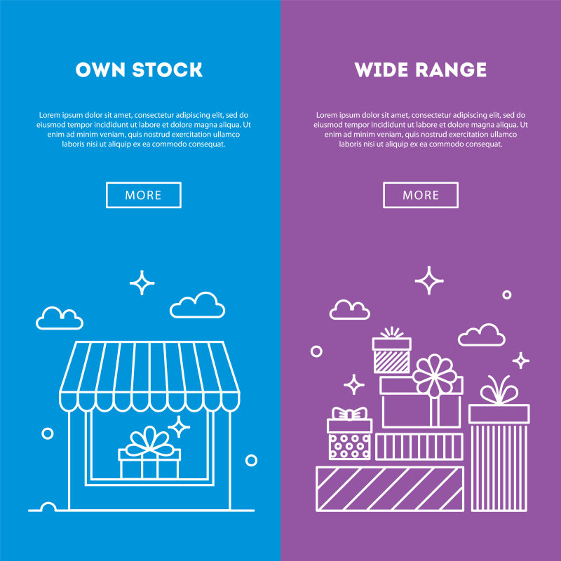 矢量细线礼品图标元素的创意卡片设计