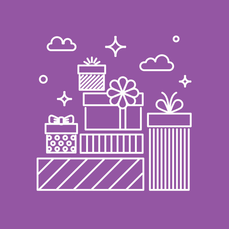 礼品创意细线插图矢量