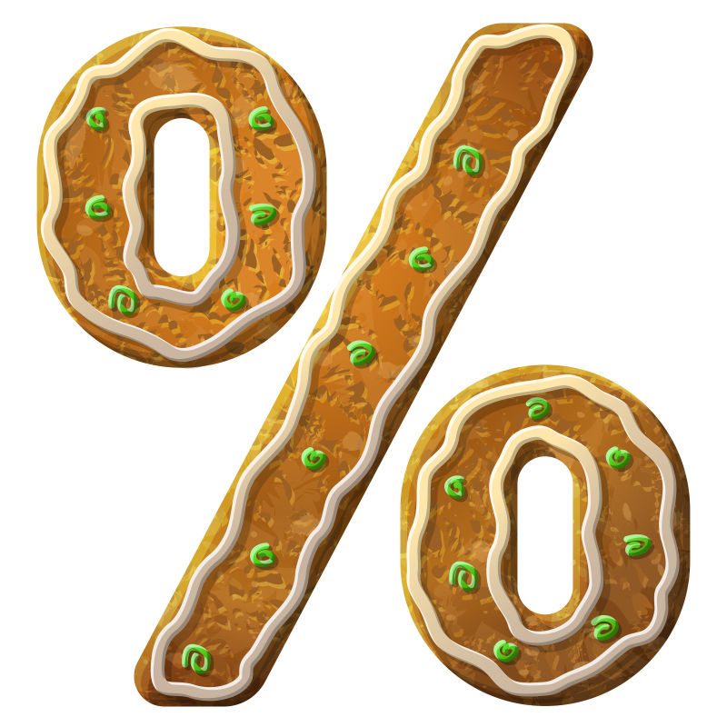 创意矢量百分比符号的圣诞姜饼设计