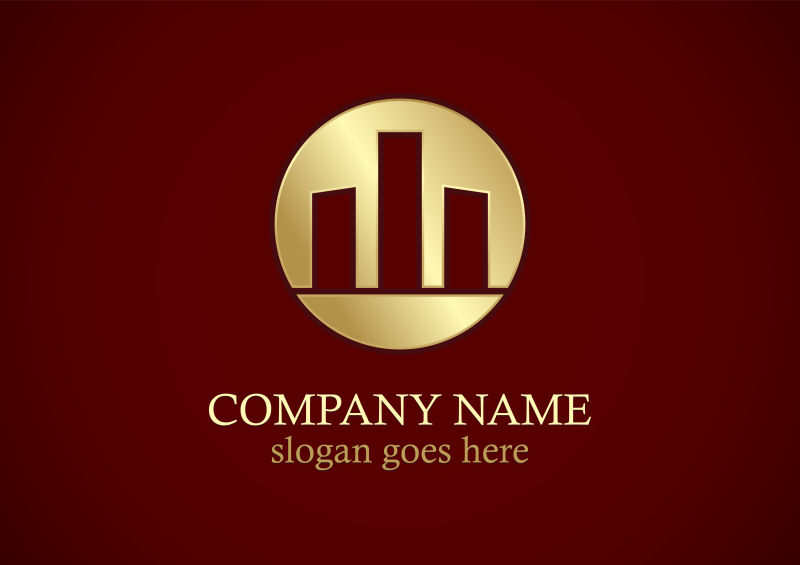 矢量圆楼商务金融黄金标识