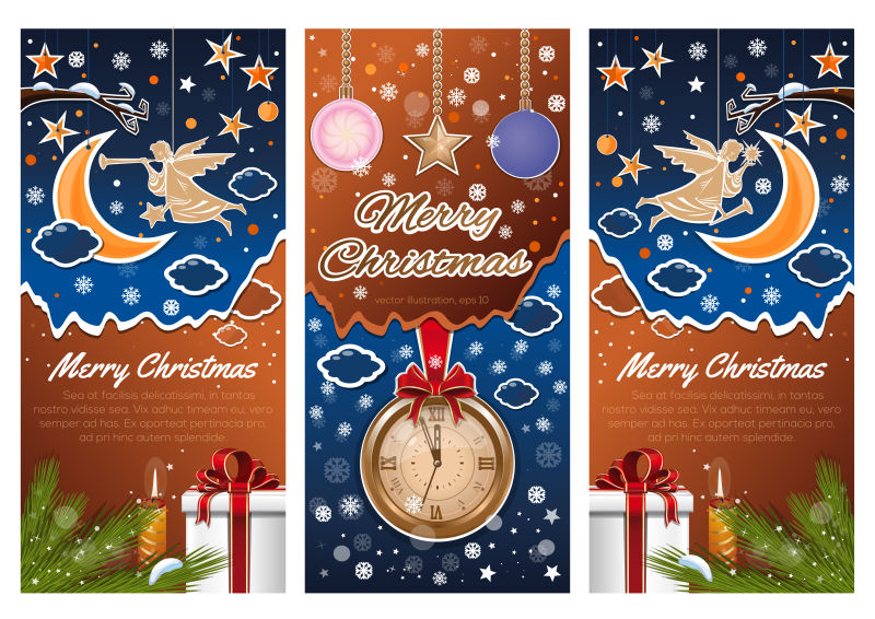 抽象矢量圣诞节卡通贺卡设计