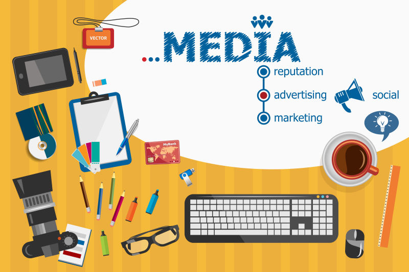 商业媒体与平面设计插图矢量