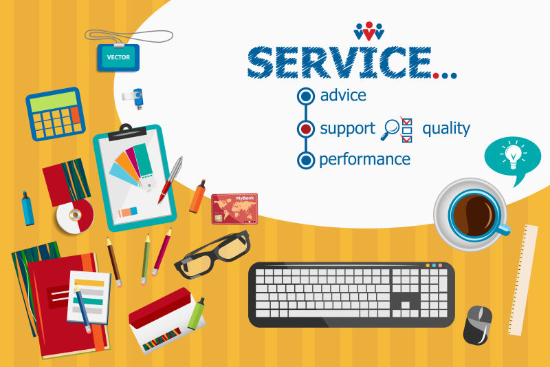 矢量服务与平面设计的商业插图