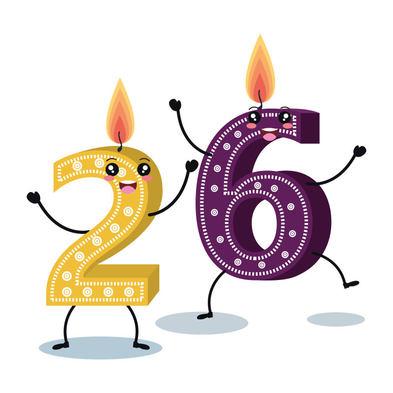 燃烧的蜡烛数字2和6矢量图