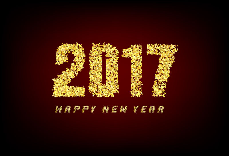 黄金2017矢量新年快乐