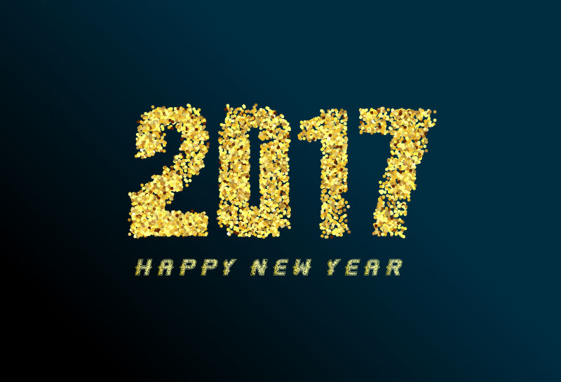 2017黄金新年快乐矢量