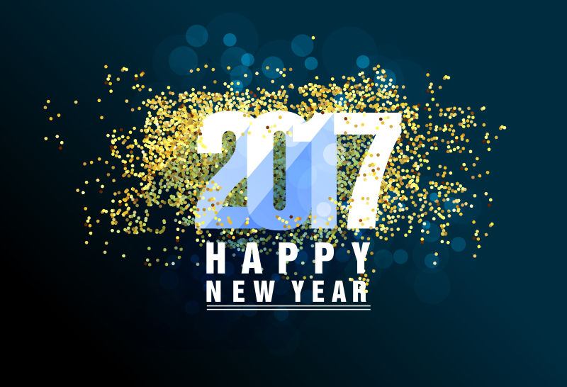 黄金矢量蓝色2017新年快乐