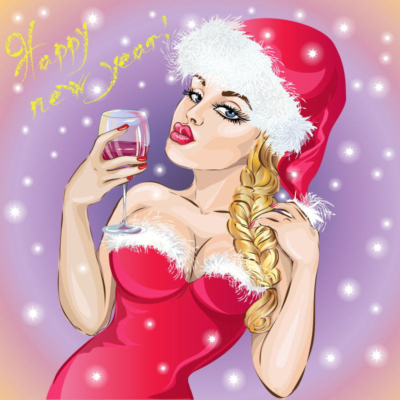 矢量的性感圣诞女孩