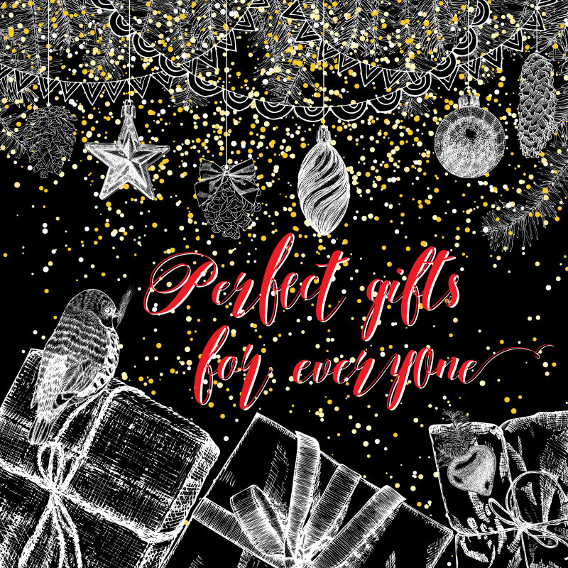 圣诞主题的手绘插图矢量设计